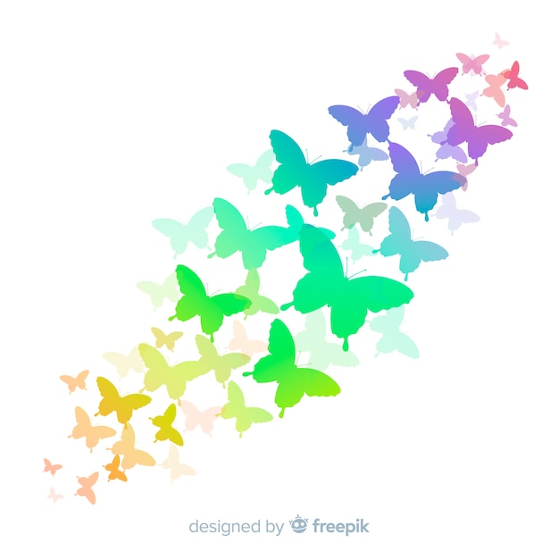 Gradient butterfly silhouettes flying