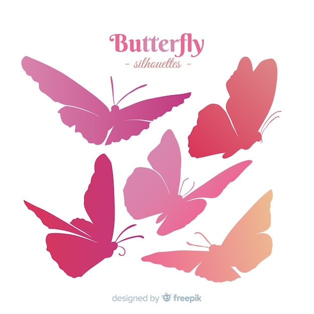 Gradient butterfly swarm silhouette background