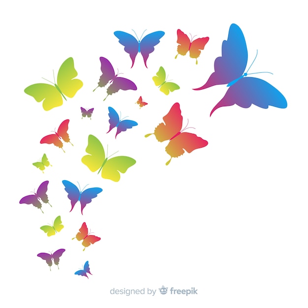 Gradient butterfly swarm silhouette background