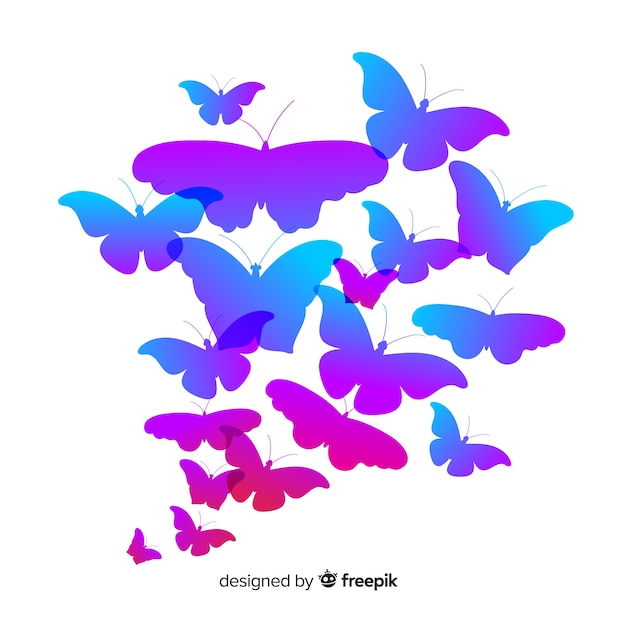 Free Vector gradient butterfly swarm silhouette background