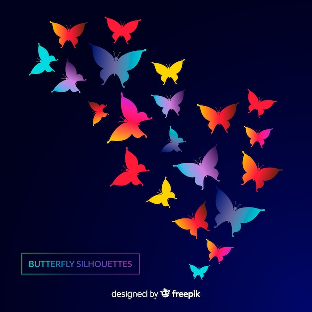 Free Vector gradient butterfly swarm silhouette background