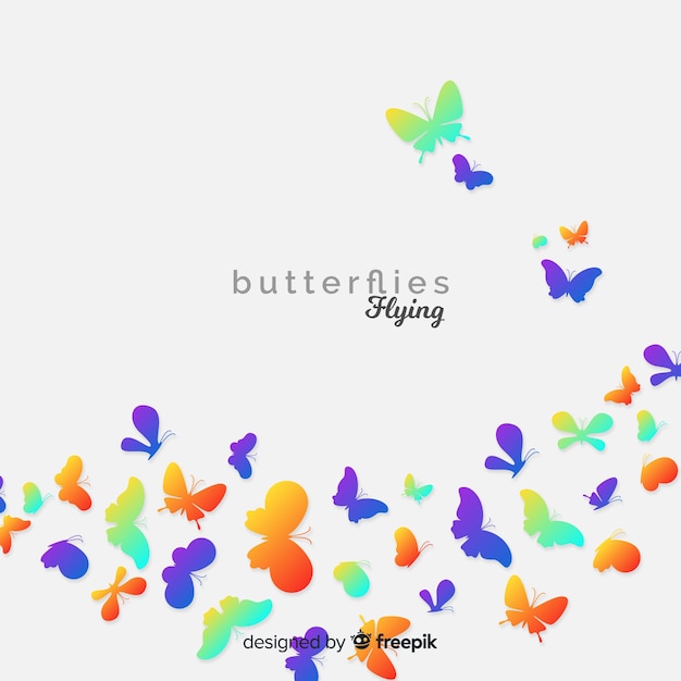 Free Vector gradient butterfly swarm silhouette background