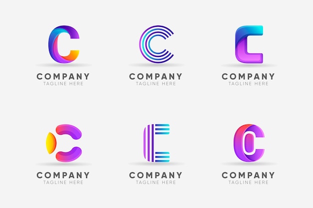 Gradient c logo template collection