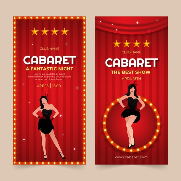 Gradient cabaret vertical banners with lights