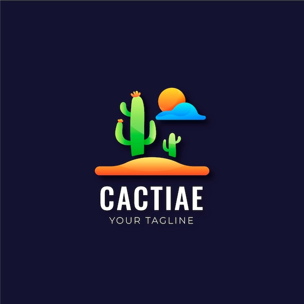 Gradient cactus logo template