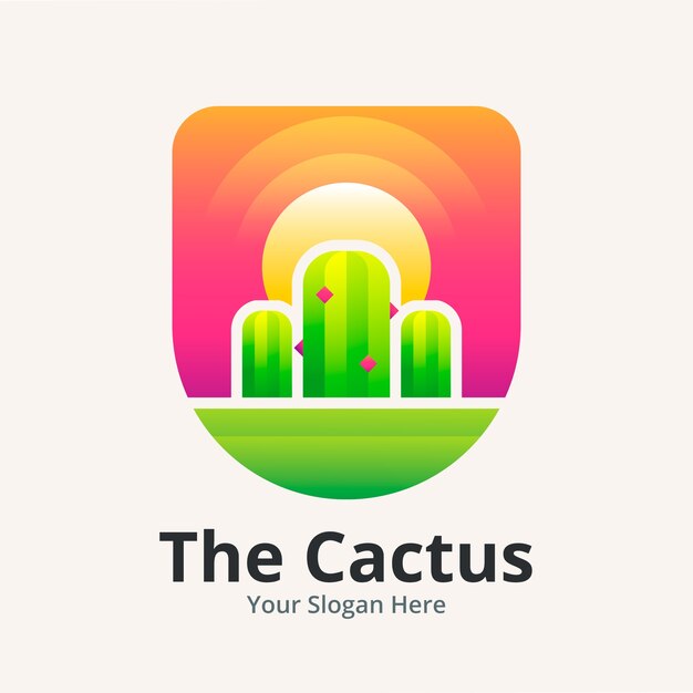 Gradient cactus logo template