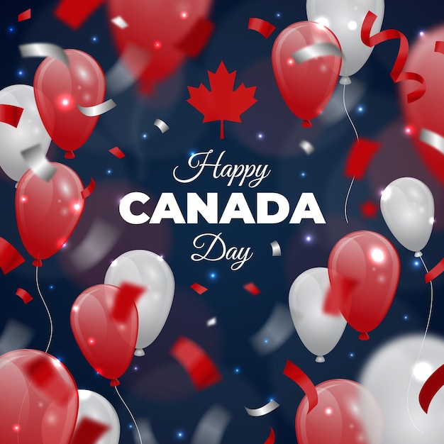 Gradient canada day balloons background