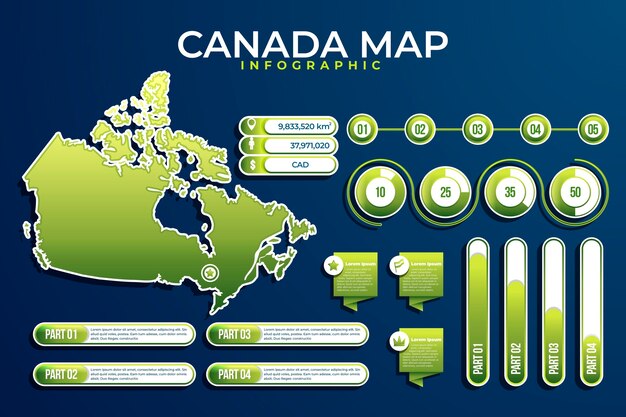 Gradient canada map infographic