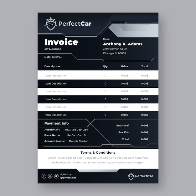 Gradient car dealer business invoice