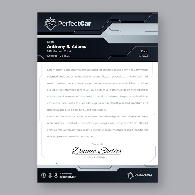 Gradient car dealer business letterhead