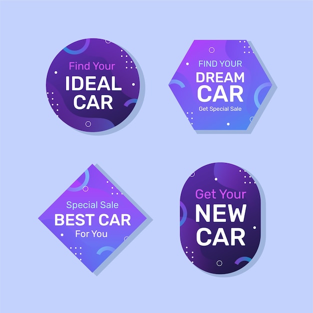 Free Vector gradient car dealership labels template