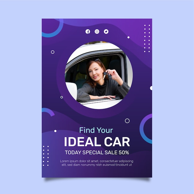 Gradient car dealership poster template