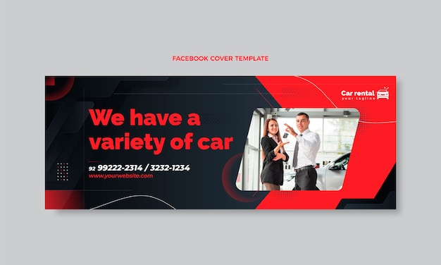 Free Vector gradient car rental facebook cover