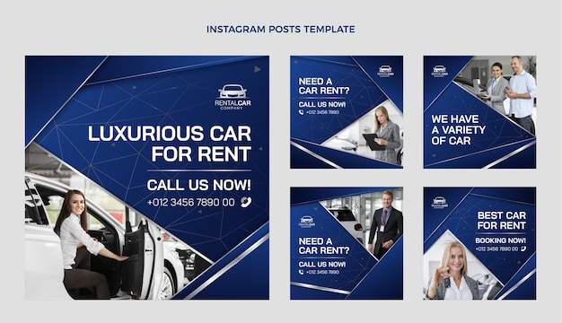 Free Vector gradient car rental instagram post