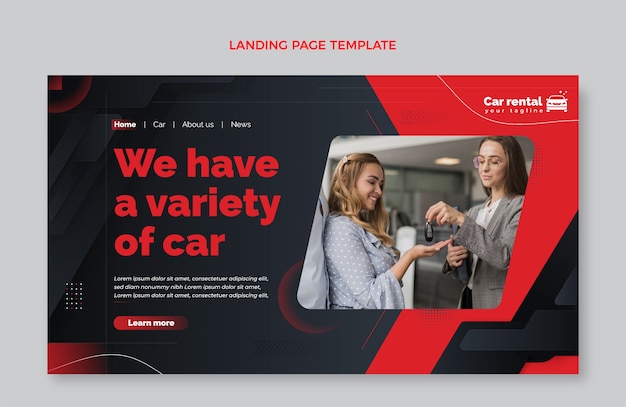 Gradient car rental landing page