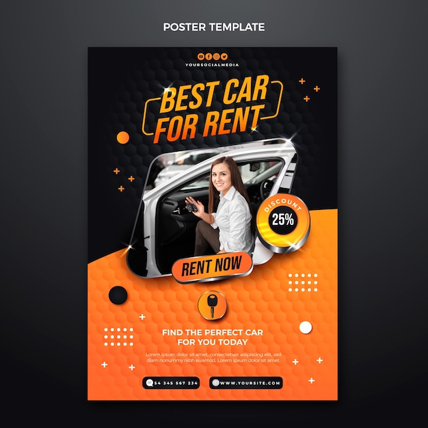 Gradient car rental poster template