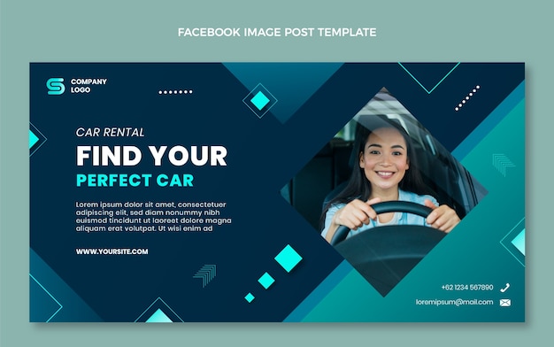 Gradient car rental social media post template