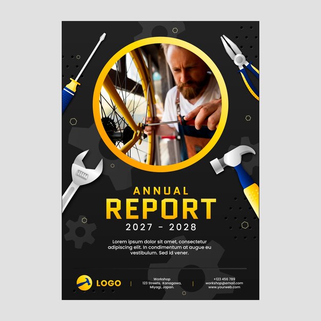 Gradient car repair shop services annual report template