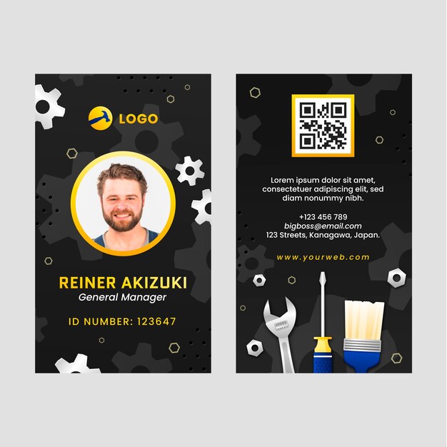 Gradient car repair shop services id card template