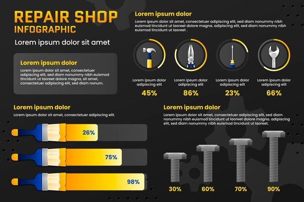 Gradient car repair shop services infographic template