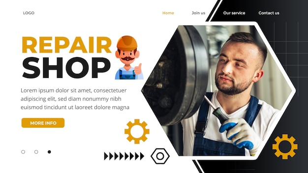 Free vector gradient car repair shop services landing page template