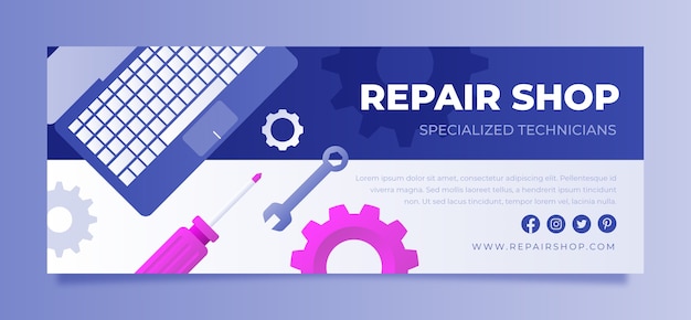 Gradient car repair shop services social media cover template