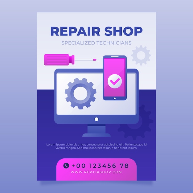 Free Vector gradient car repair shop services vertical poster template