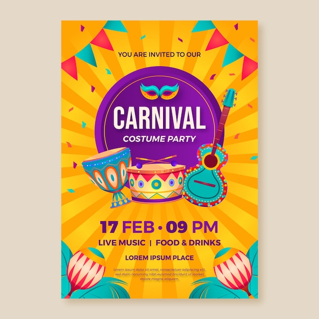 Gradient carnival invitation template