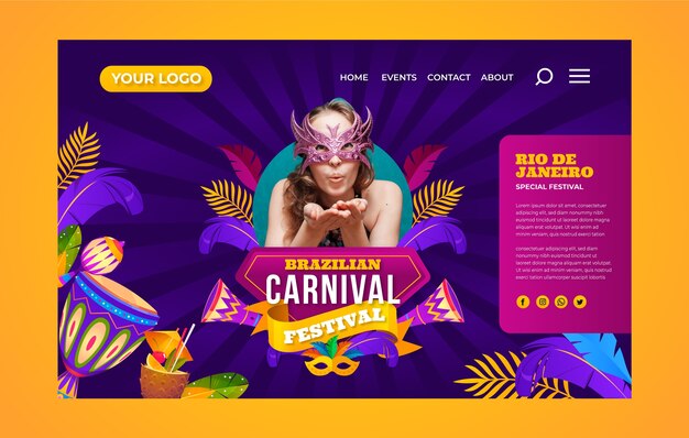 Gradient carnival landing page template