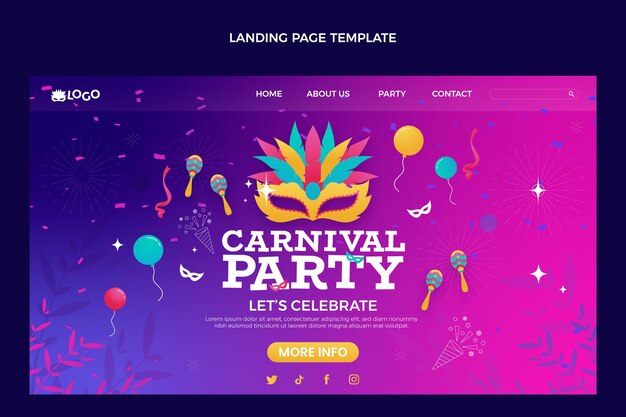 Gradient carnival landing page template