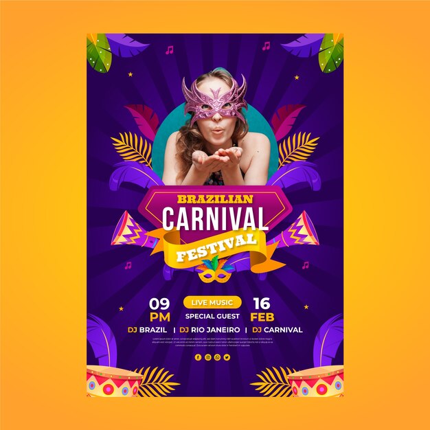 Gradient carnival vertical poster template