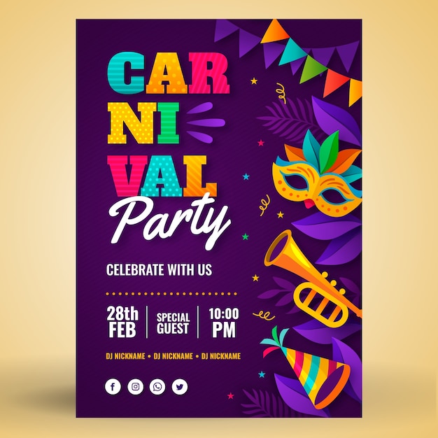 Gradient carnival vertical poster template