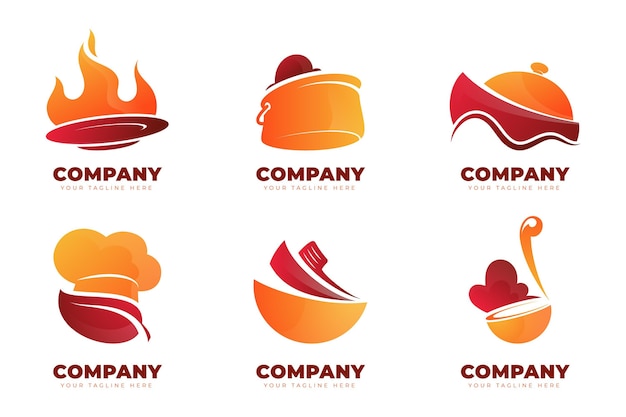 Free Vector gradient catering logo collection