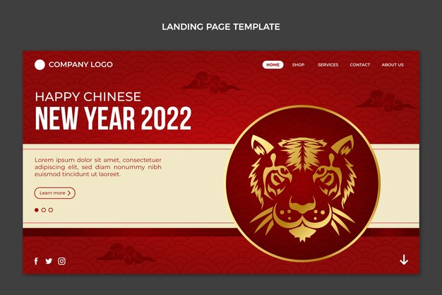 Gradient chinese new year landing page template