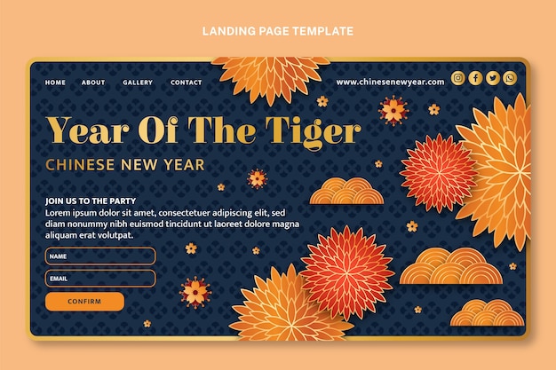 Gradient chinese new year landing page template