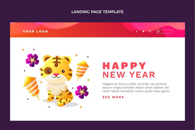 Gradient chinese new year landing page template