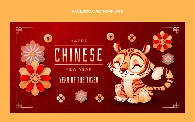 Gradient chinese new year social media promo template