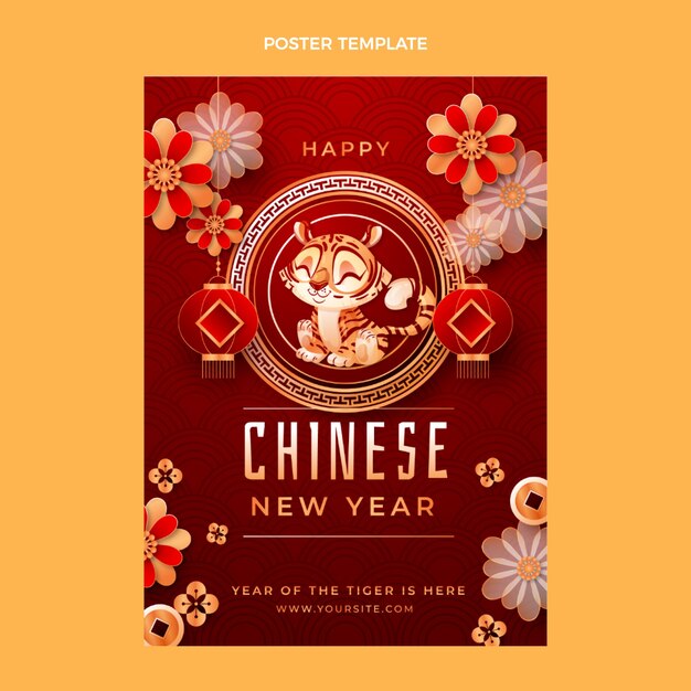 Gradient chinese new year vertical poster template