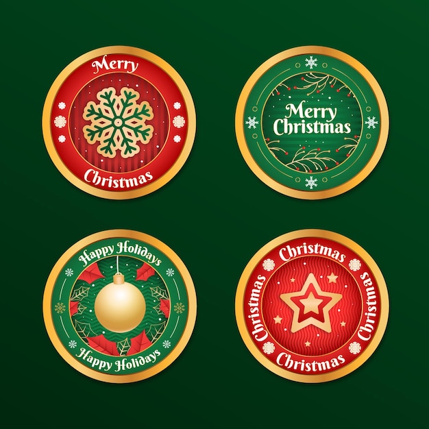 Gradient christmas badges collection