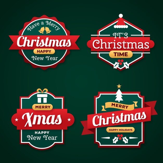 Gradient christmas badges collection