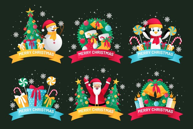 Gradient christmas badges collection