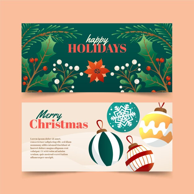 Gradient christmas banners set