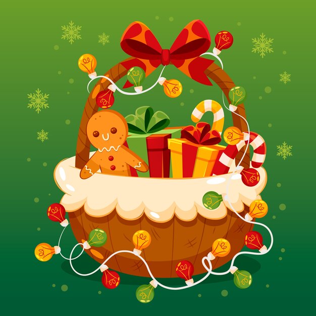 Gradient christmas basket illustration