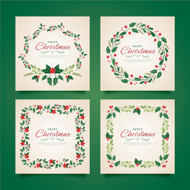 Free Vector gradient christmas frames and borders collection