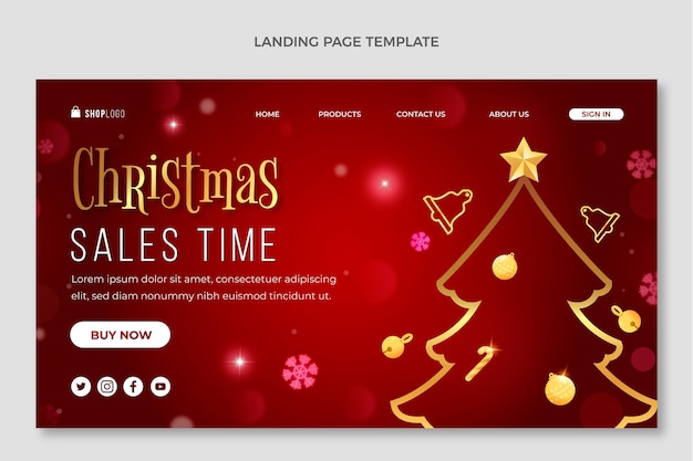 Gradient christmas landing page template