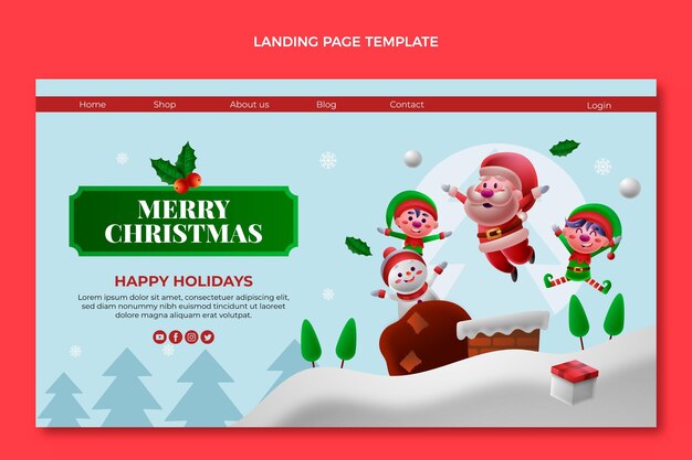 Gradient christmas landing page template