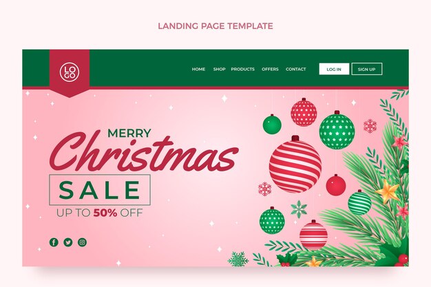 Gradient christmas landing page template