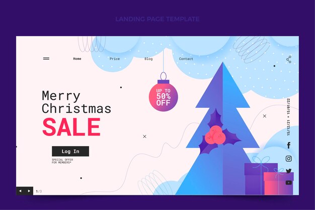 Gradient christmas landing page template