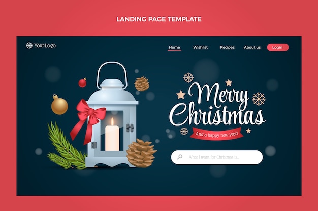 Gradient christmas landing page template