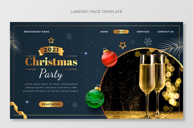 Gradient christmas landing page template